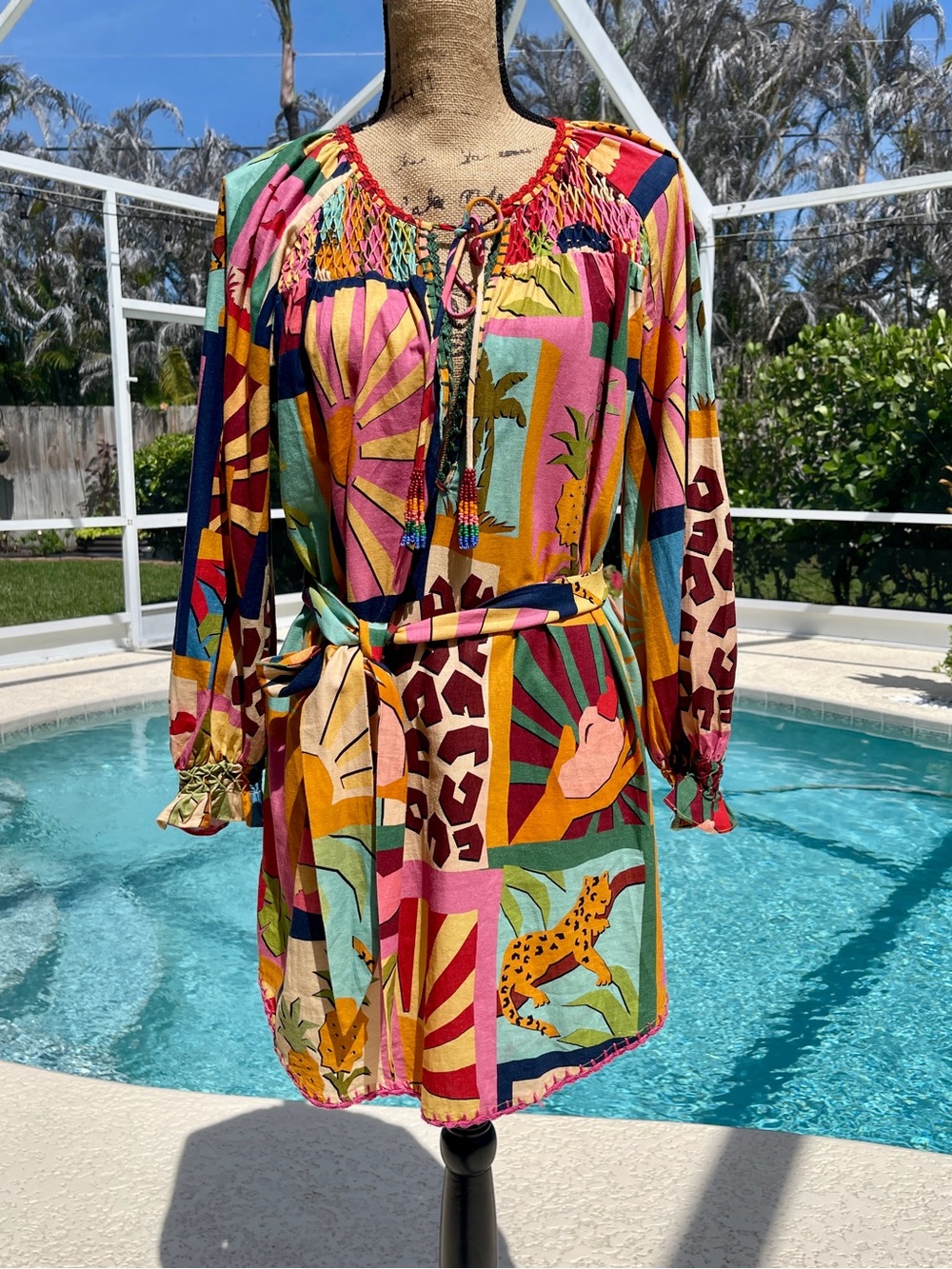 FARM Rio Tropical Collage Tunic Dress - Size S